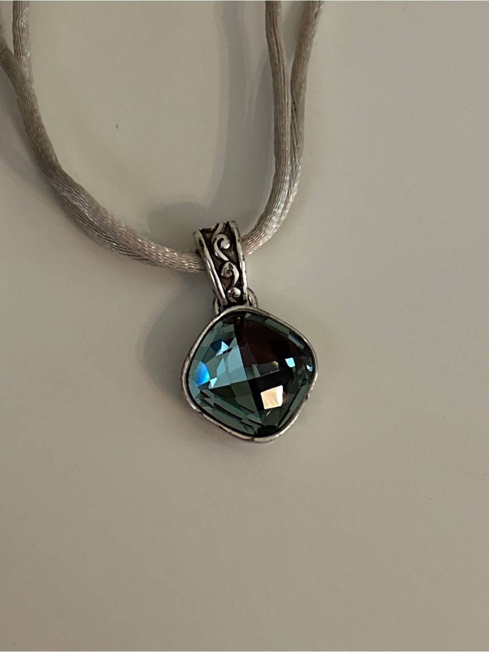 Brighton Jewelry Silver-Tone Necklace and Bracelet Set with Teal Glass Pendants - Picture 2 of 5